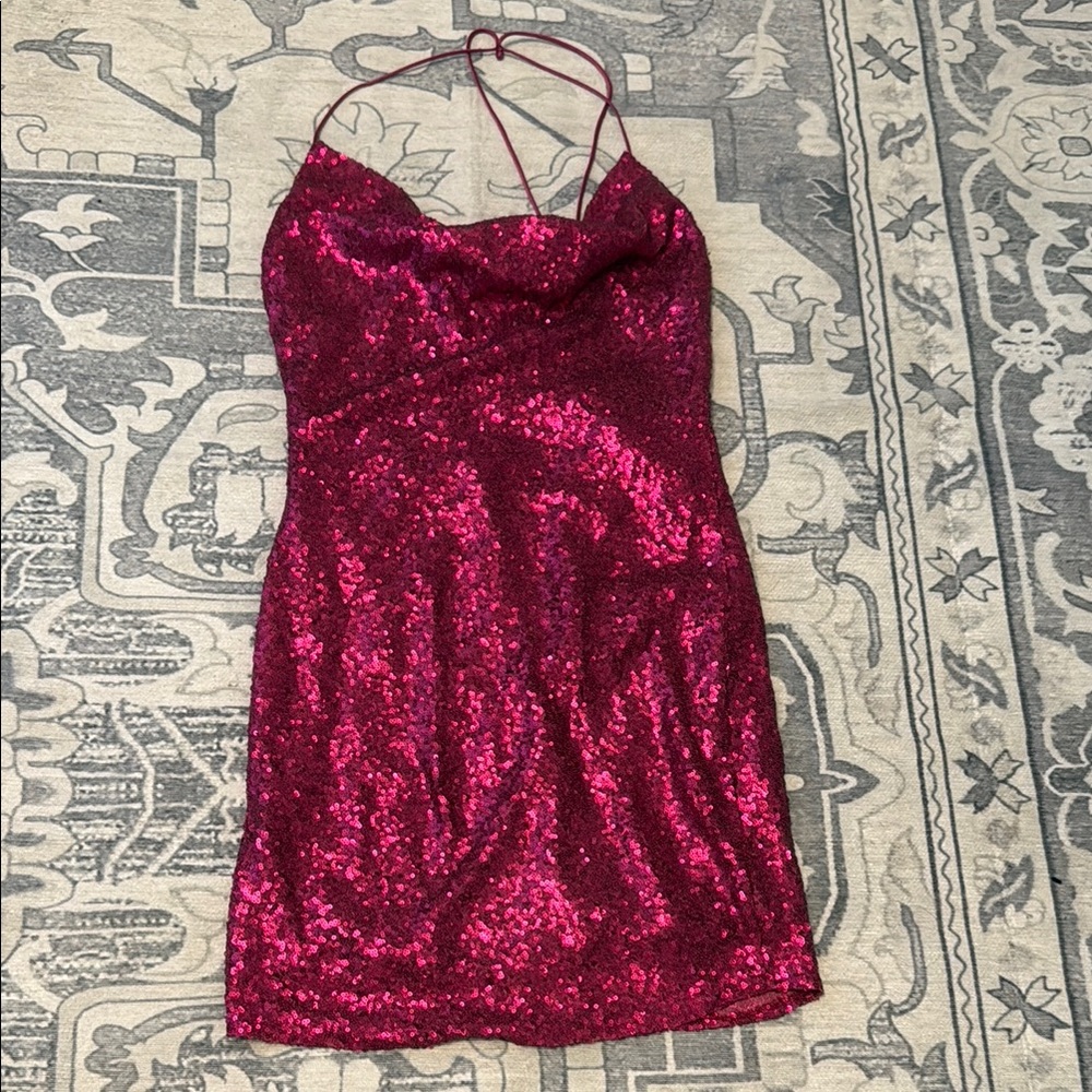 Hello Molly Fuchsia Sequin Mini Dress